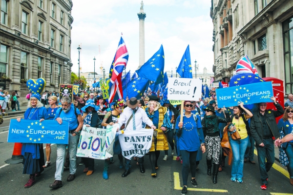 英国伦敦9月9日爆发大规模反脱欧游行。(Jack Taylor/Getty Images) 英国伦敦9月9日爆发大规模反脱欧游行。(Jack Taylor/Getty Images)
