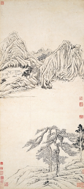 明代书画家董其昌根据王维的诗作《积雨辋川庄作》所画的《王维诗意图》(部分) 明代书画家董其昌根据王维的诗作《积雨辋川庄作》所画的《王维诗意图》(部分)