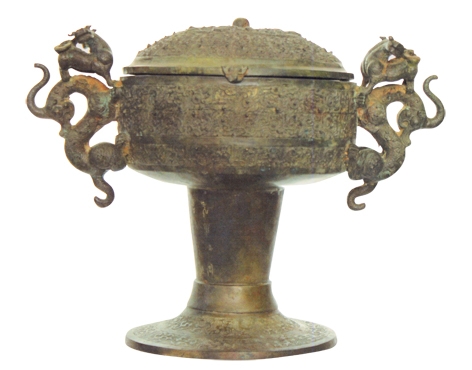 貴重古唐物 青銅器 秀作 龍 蟠 獣紋 三足双耳 龍紋 鳳鳥 瑞獣 温酒器 食器 祭祀礼器 古文字銘文 高清大图）商周青铜器精品赏析：双身团龙纹壶（宝鸡青铜器博物院藏品）