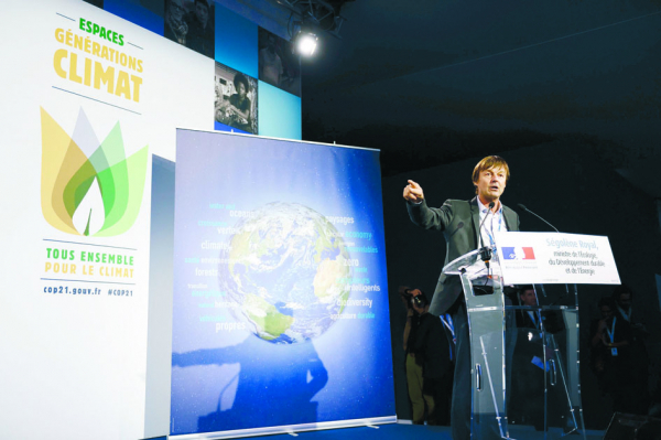 2015年12月,于洛在COP21大会期间演讲。(AFP/Getty Images) 2015年12月,于洛在COP21大会期间演讲。(AFP/Getty Images)