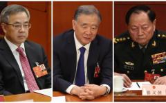 胡春华（左）、汪洋（中）与张又侠（右）。（看中国合成图）