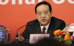 2012年11月11日，时任中国农业银行董事长、党委书记蒋超良在北京出席中共十八大记者会。（图片来源：Getty Images）