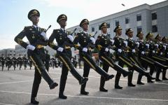 中共军队官兵参加九三阅兵彩排。（图片来源：Getty Images）