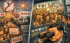 习近平下台。（图片来源: 手绘插画 看中国李齐）