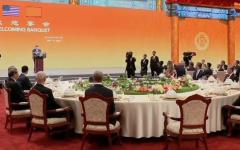 5月14日习近平在人民大会堂举行的川习会国宴上致欢迎辞（图片来源：视频截图）