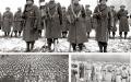 大图和左图：由日裔美军士兵组成的美军442步兵团；右图：杜鲁门总统走过第442步兵团。