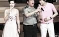 红歌家庭梦鸽（左）、李双江（中）、李天一（右）一家。