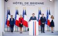 7月13日在法国国庆前一天，法国总统马克龙（Emmanuel Macron）在军方官员前发表讲话。（THOMAS PADILLA/POOL/AFP via Getty Images）