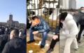 大连老人再抗议医改，遭警察喷辣椒水、扇耳光。（图片来源：视频截图）