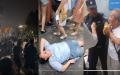 上海青浦一小区居民抗议当局强行翻建围墙，警察暴力执法致多人受伤。（图片来源：视频截图）