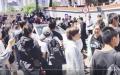 山西太原市第二十九中学体育考生和家长抗议考试作弊。（图片来源：视频截图）