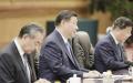 中南海政变传言四起，习近平（中）核心地位遭质疑。（VINCENT THIAN/POOL/AFP via Getty Images）