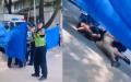广州警察暴力执法打倒老妇致不省人事，母女凄惨哭喊。（图片来源：视频截图）