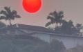 3月28日，云南天空出现“血红太阳”。（视频截图）
