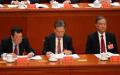 原中共全国政协主席李瑞环，时任中央政治局常委赵乐际、汪洋于2022年10月16日出席中共二十大开幕会议。（图片来源：Getty Images）