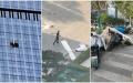 2026年6月26日，一架小飞机撞上北京中信大厦，残骸散落一地。（网络图片）