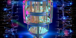 用于大数据分析的量子计算机的3D渲染示意图。（123RF）