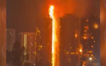 11月26日，香港新界大埔区宏福苑发生严重火灾。（图片来源：视频截图）