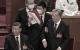 2022年10月22日中共二十大闭幕会上，前中共总书记胡锦涛（前排右一）被架离会场。（Kevin Frayer/Getty Images） 