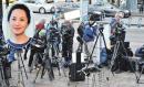 上图：12月7日，在加拿大法院外等候的记者 (AFP/Getty Images)  / 左上图：孟晚舟