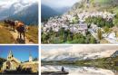 左上图：背景为拉梅耶山美景的54号远足山路（MartinD/维基百科）；右上图：山峰下的拉格拉夫小镇（MOSSOT/维基百科）；左下图：拉格拉夫的教堂（Gagea/维基百科）；右下图：艾克兰国家公园美景（Nuno Alves/维基百科）。