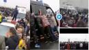 江西九江公安与湖北小江镇警察，因复工问题发生严重冲突，甚至大打出手。而在湖北黄冈与江西九江交界处，湖北百姓想进入九江，遭到警察阻拦，逾千湖北民众聚集抗议，与警察发生冲突。（图片来源：视频截图）       