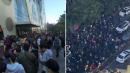 大批家长和维权者聚集在北京朝阳商业区的优胜教育总部。（图片来源：网络图片）