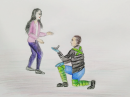 男友假装在赛车中失事，待女友冲上前时单膝下跪求婚。（清玉/看中国）