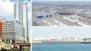左图：位于芝加哥的波音国际总部（Crocker/Wikipedia） 右上图：空中客车位于法国图卢兹的拉加代尔生产工厂（Duch/Wikipedia/CC BY-SA 4.0）  右下图：空中客车位于德国汉堡的制造厂（Staro1/Wikipedia/CC BY-SA 3.0） 