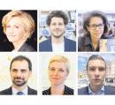 现任大区议会主席佩克莱斯（Valérie Pécresse）、绿党（EELV）的巴渝（Julien Bayou）、社会党（PS）普勒瓦尔（Audrey Pulvar）、共和国前进党（LRM）的圣马丁（Laurent Saint-Martin）、不屈法国党（FI）的奥汀（Clémentine Autain）以及国民联盟（RN）的巴尔德拉（Jordan Bardella）（从左至右，从上至下）（Wikipedia）