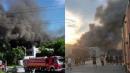 仓库起火、浓烟弥漫，造成至少14人丧生。（图／翻摄自微博）