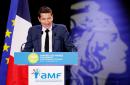 2021年11月18日，新当选的 "法国市长协会"（AMF - Association des maires de France）主席、戛纳市长利斯纳尔（David Lisnard）在巴黎举行的第103届市长大会闭幕式上发表讲话。（Ludovic MARIN/AFP via Getty Images）