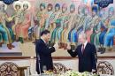 在这次峰会上，欧盟呼吁中国向俄罗斯施加压力，结束这场侵略战争。图为：习近平今年3月抵达莫斯科与普京会面。（PAVEL BYRKIN/SPUTNIK/AFP via Getty Images）