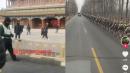 北京中南海正门黑衣人密布，传河北军人走在进京的路上。（图片来源：视频截图）