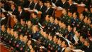 2007年10月21日，在北京人民大会堂举行中共第十七次中共党代会，图中是出席会议的中共军事代表们。(图片来源：FREDERIC J.BROWN/AFP via Getty Images)