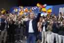 10月10日，西班牙人民党领导人费霍在集会上发表讲话。(Oscar DEL POZO/AFP via Getty Images)