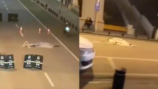 一名武汉肺炎病患从武汉司门口桥跳桥自杀(视频截图)