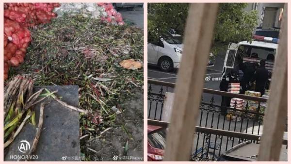贵州捐赠湖北鄂州千吨蔬菜烂在仓库和被官警瓜分。(图片来源:网络)