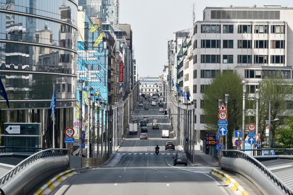 2020年4月15日拍摄的比利时布鲁塞尔的一条街道(AFP/Getty Images)