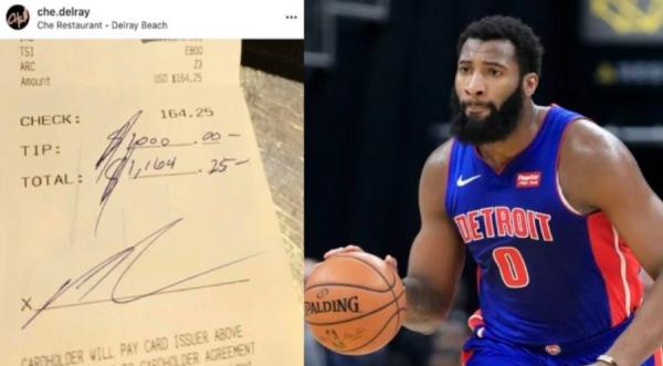 NBA球星德拉蒙德(Drummond)暖心打赏3万元小费,服务生感动爆哭。(图片来源:IG截图/Andy Lyons/Getty Images)