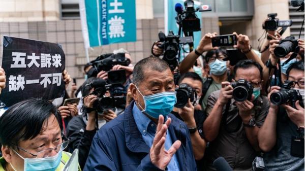六四事件改变了黎智英的人生,至此他致力参与政治,并创立了《壹周刊》和《苹果日报》。资料图片。(图片来源:Anthony Kwan/Getty Images)