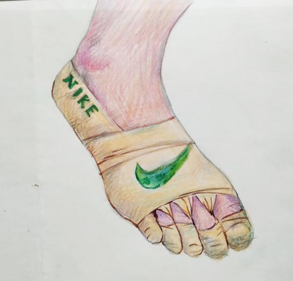 布洛斯手工制作的“运动鞋”。(插图:清玉/看中国)