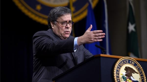 美国司法部长巴尔(William Barr)(图片来源:OLIVIER DOULIERY/AFP via Getty Images)