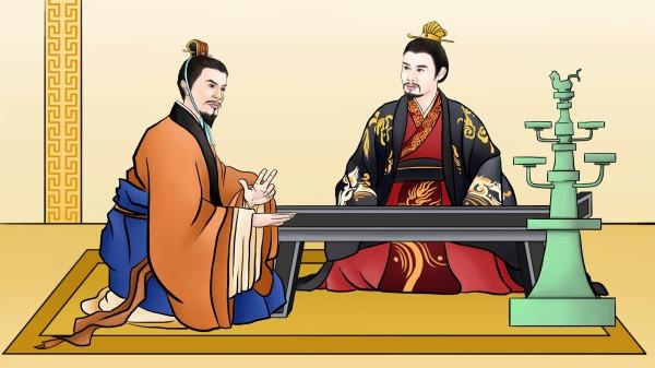 兵征天下,需行正义之师;看人相面,蔚缭误判秦王。(绘图:Winnie Wang/看中国)