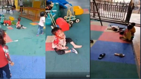 4月28日下午,广西一幼儿园发生血案,网传至少有9名幼儿死亡(图片来源:视频截图)