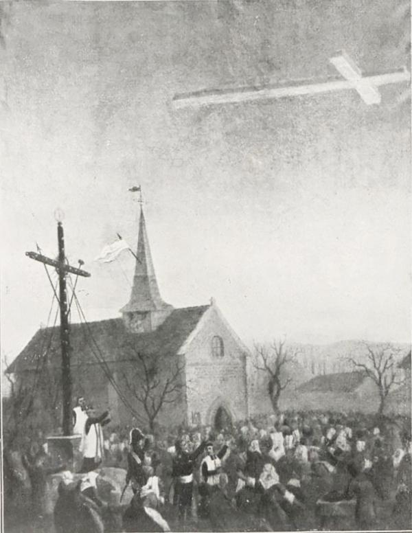 法国国家图书馆文献,由议事司铎Alphonse Bleau撰写的《1826年米涅显现的十字架神迹》绘图。(公有领域)