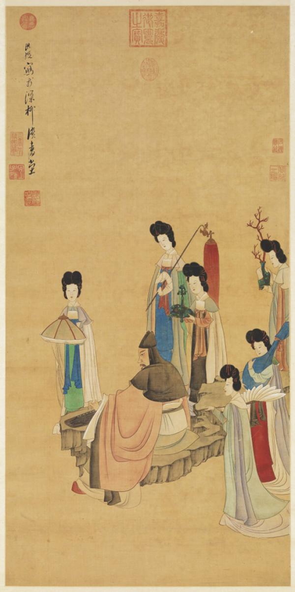 明陈洪绶抚琴图(国立故宫博物院)