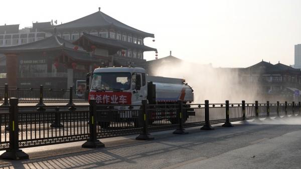 2021年12月31日,西安封城期间街景。(图片来源:STR/AFP VIA GETTY IMAGES)