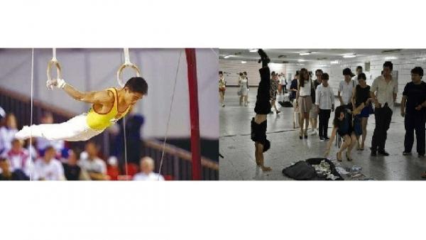 中国体操运动员张尚武,2001年在北京大学生运动会获得两枚金牌,如今在石家庄、天津、北京卖艺乞讨。(以上皆为网络图片)