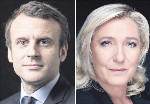 马克龙(Emmanuel MACRON)与勒庞(Marine LE PEN)(ERIC FEFERBERG, JOEL SAGET/AFP via Getty Images)